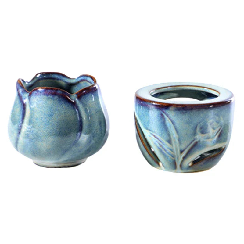 Aromatherapy Furnace Candle Lamp Decoration Bedroom Essential Oil Incense Burner Tulip Ceramic Candle